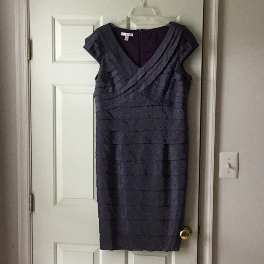 London Times Purple Tiered Cocktail Dress Size 16